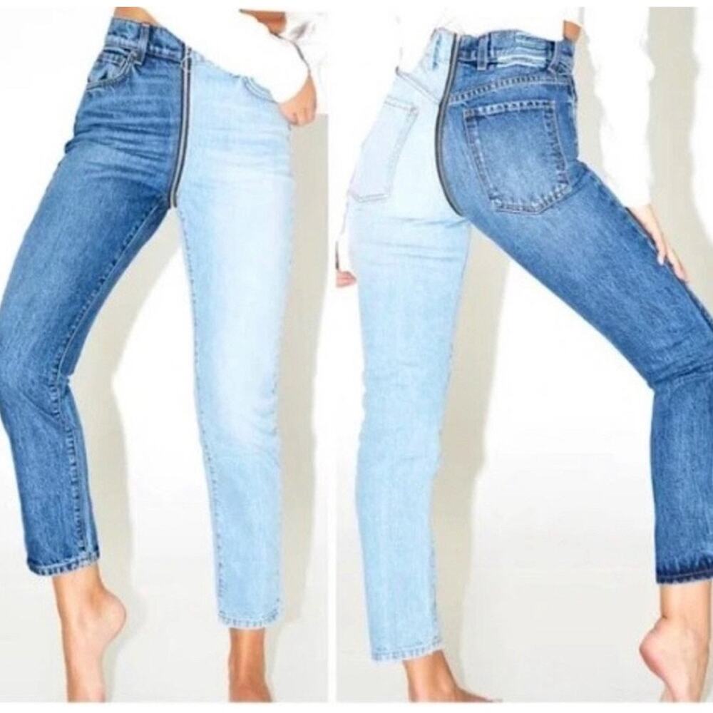 Revice Denim Yin Yang Two-Tone High Waisted Zipper Jeans In Tokyo Wash Size 28 - Picture 2 of 11